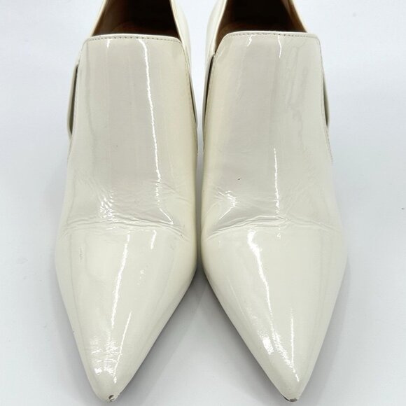 TORY BURCH georgina bootie shoes heels patent leather ivory pointed toe 7.5 - Picture 2 of 11